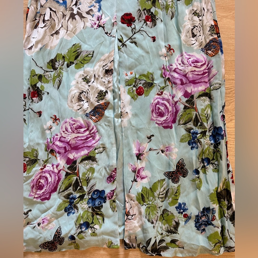 Derhy Paris Boho Floral Maxi Dress M Bird Print Cottagecore Halter Summer - Picture 8 of 9